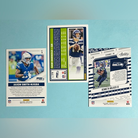 Seattle Seahawks 3- NFL Cards Sam Darnold, K.Walker & J Smith-Njigba 2024-25 - Picture 2 of 2